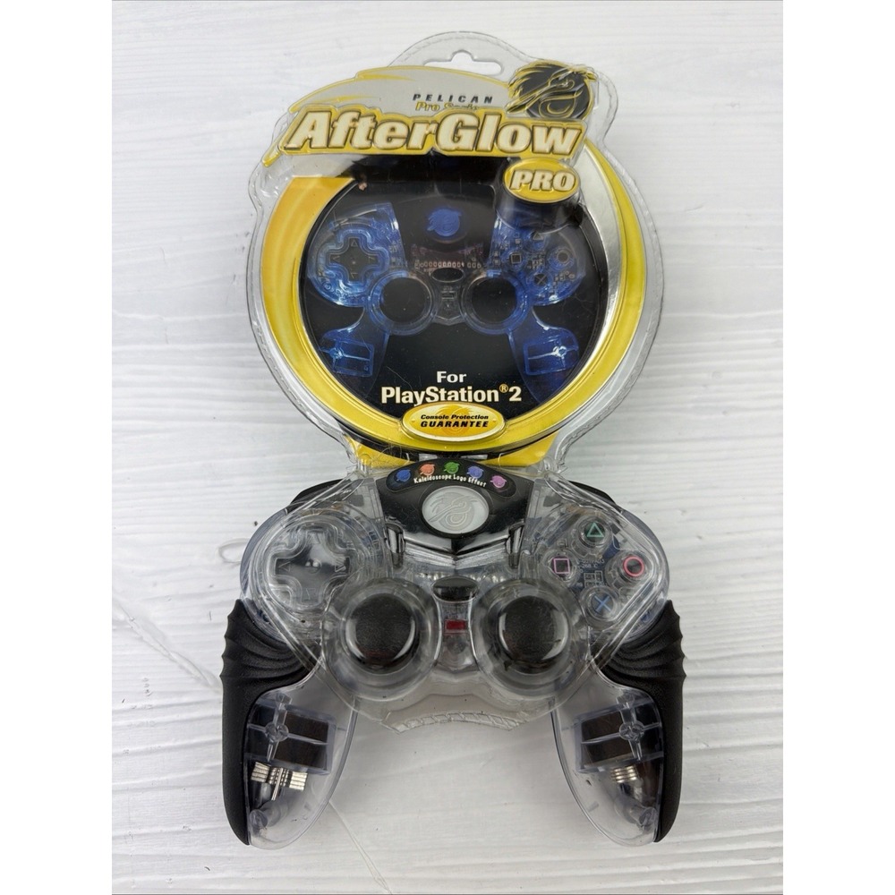 Pelican AfterGlow Pro PS2 Controller #PL-691 PlayStation Kaeidoscope Logo Effect